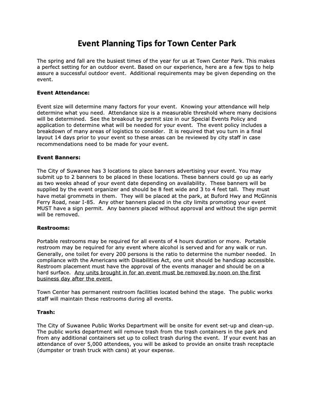 Event Planning Tips for Town Center Park thumbnail