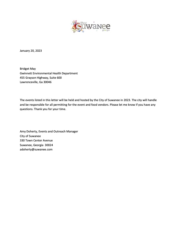 Food permit letter to Gwnt Co thumbnail
